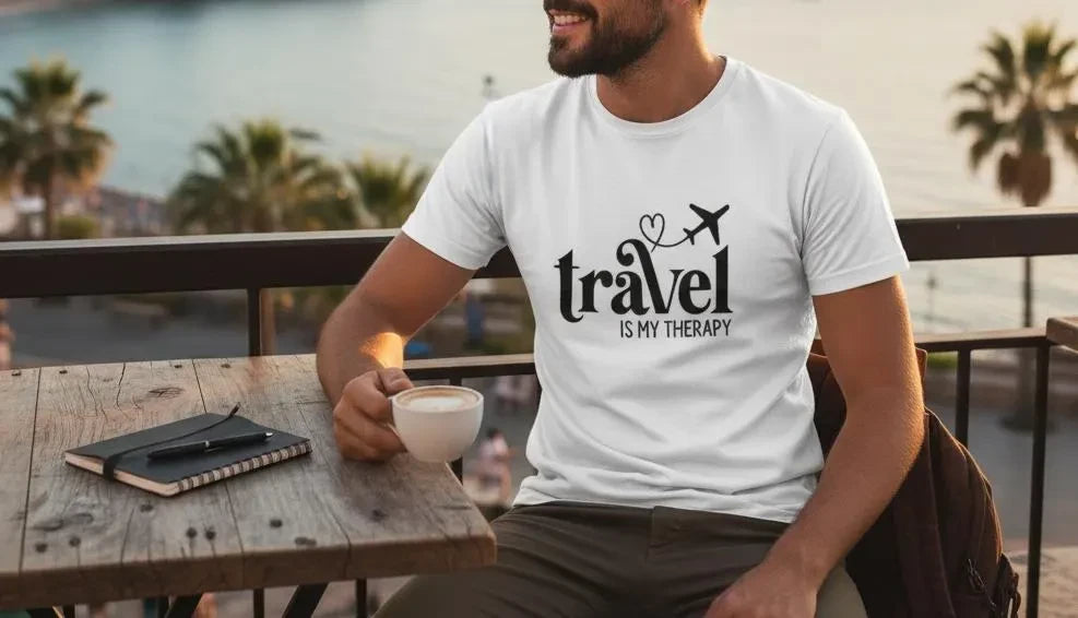 Unique Travel Is My Therapy Shirt Men's Wanderlust Tee Airplane Gift gift idea