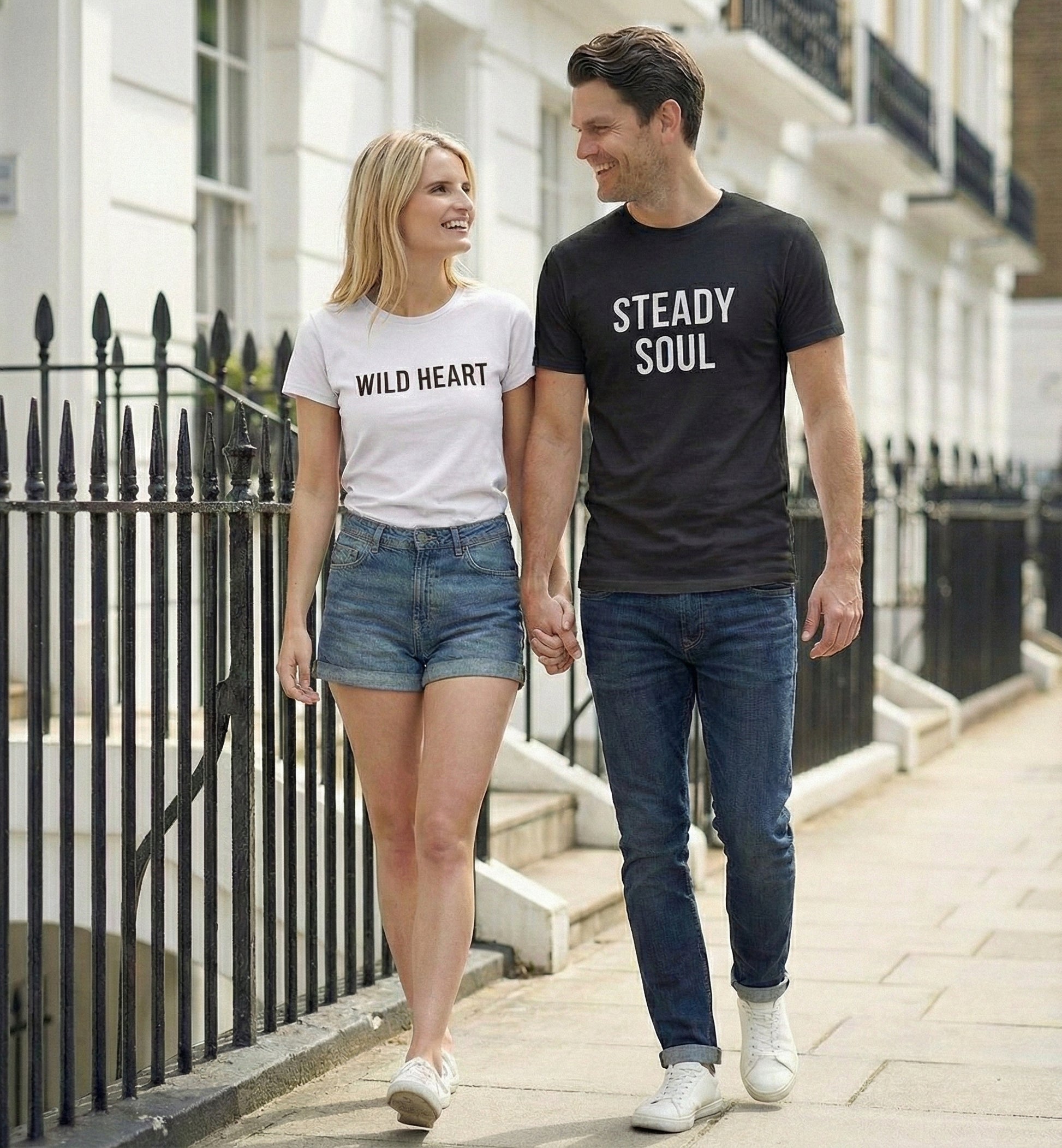 Wild Heart & Steady Soul Matching Couple T-Shirts | Premium Cotton - Laren Craft