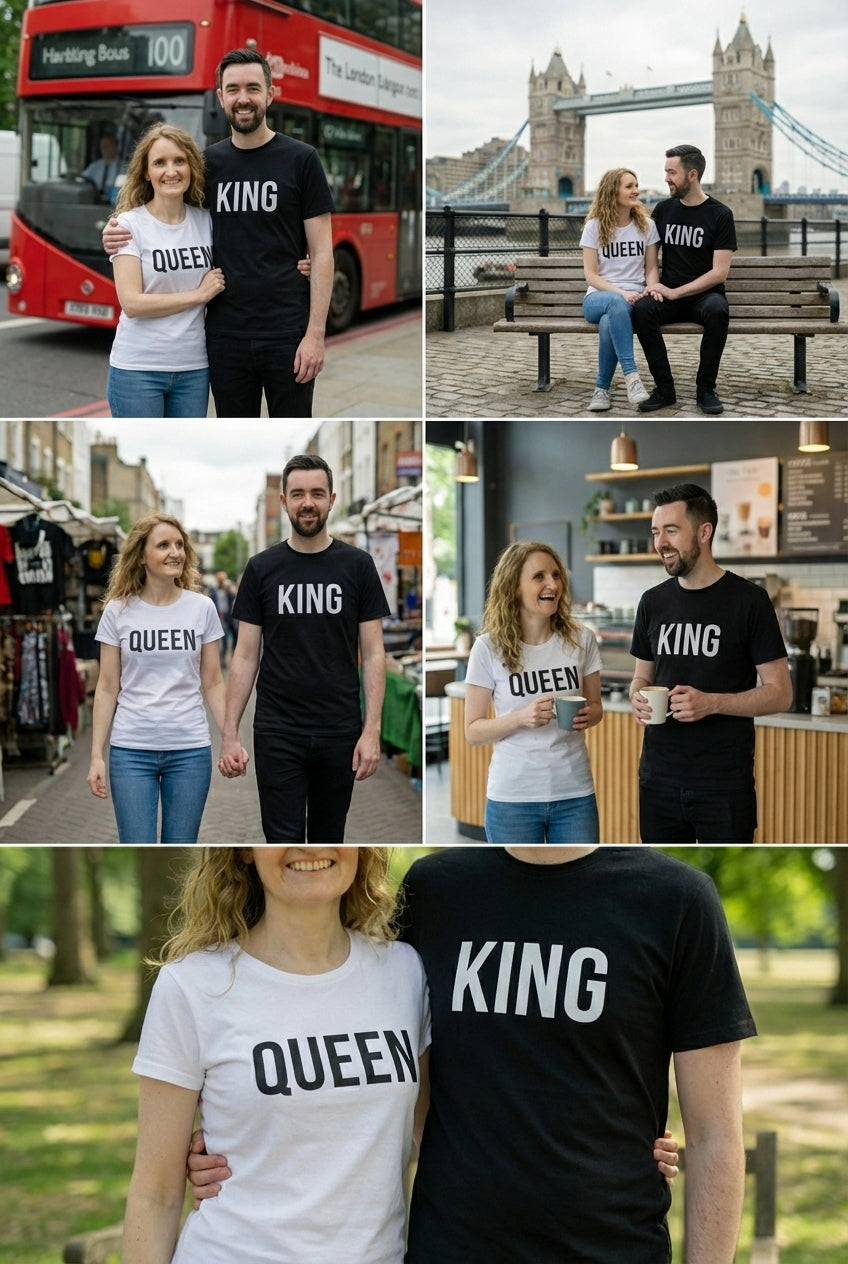 King & Queen Matching Couple T-Shirts | Premium Cotton Set - Laren Craft
