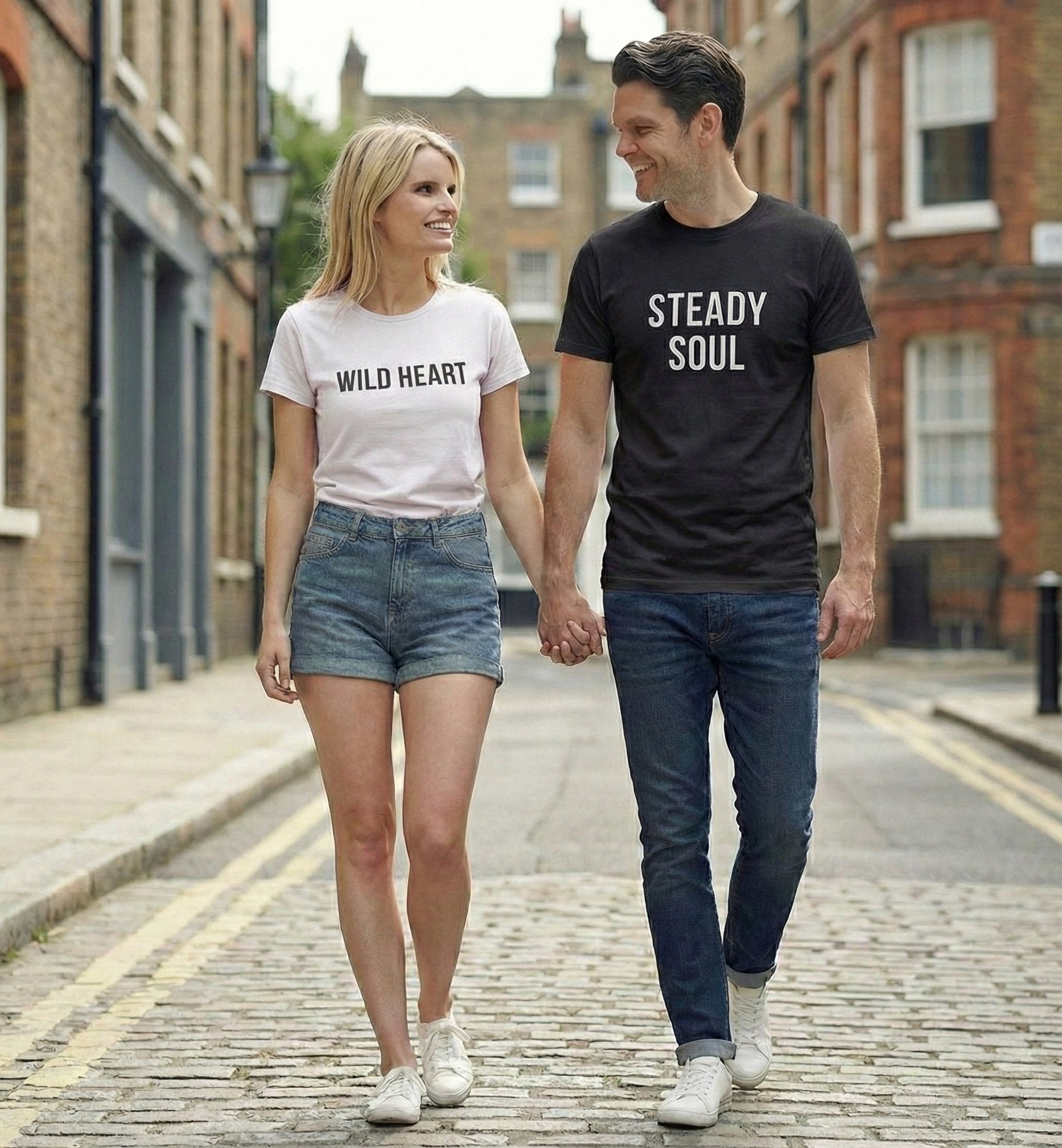 Wild Heart & Steady Soul Matching Couple T-Shirts | Premium Cotton - Laren Craft