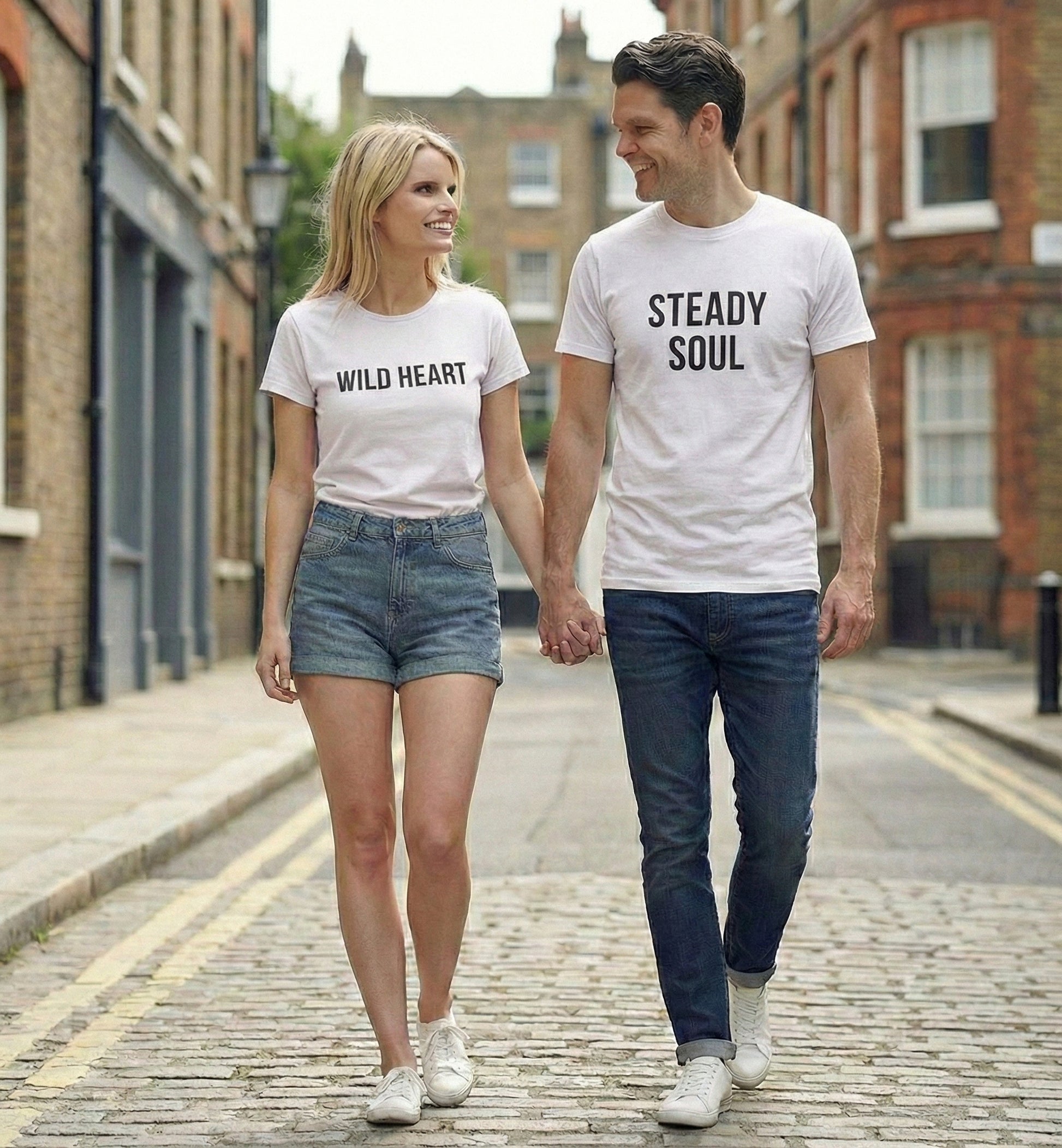 Wild Heart & Steady Soul Matching Couple T-Shirts | Premium Cotton - Laren Craft
